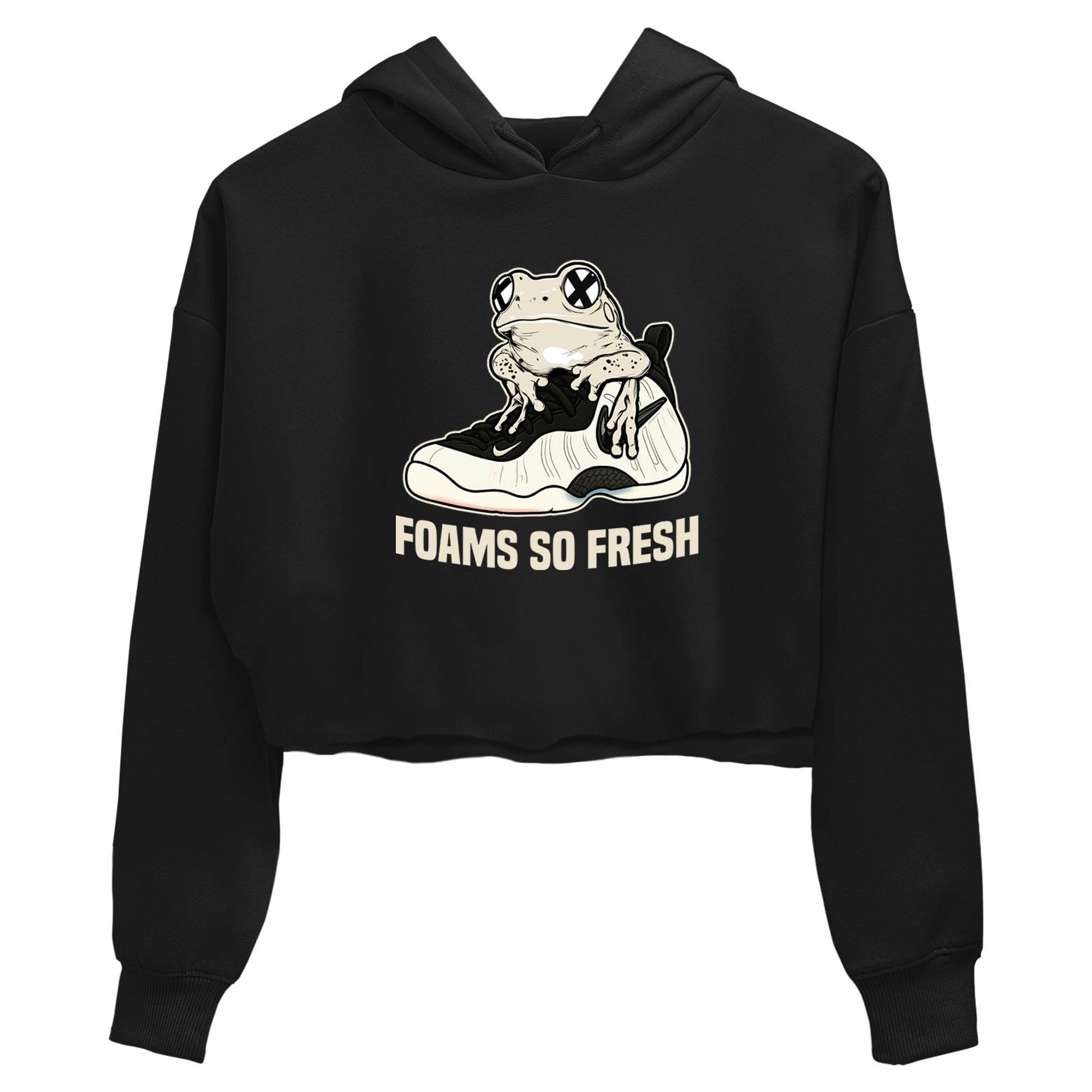 Sneaker Threads – Sneaker Tees To Match Air Foamposite One Pearl – Foams So Fresh Crop Tee Black 2. Perfect for Jordan releases 2025 colorways.