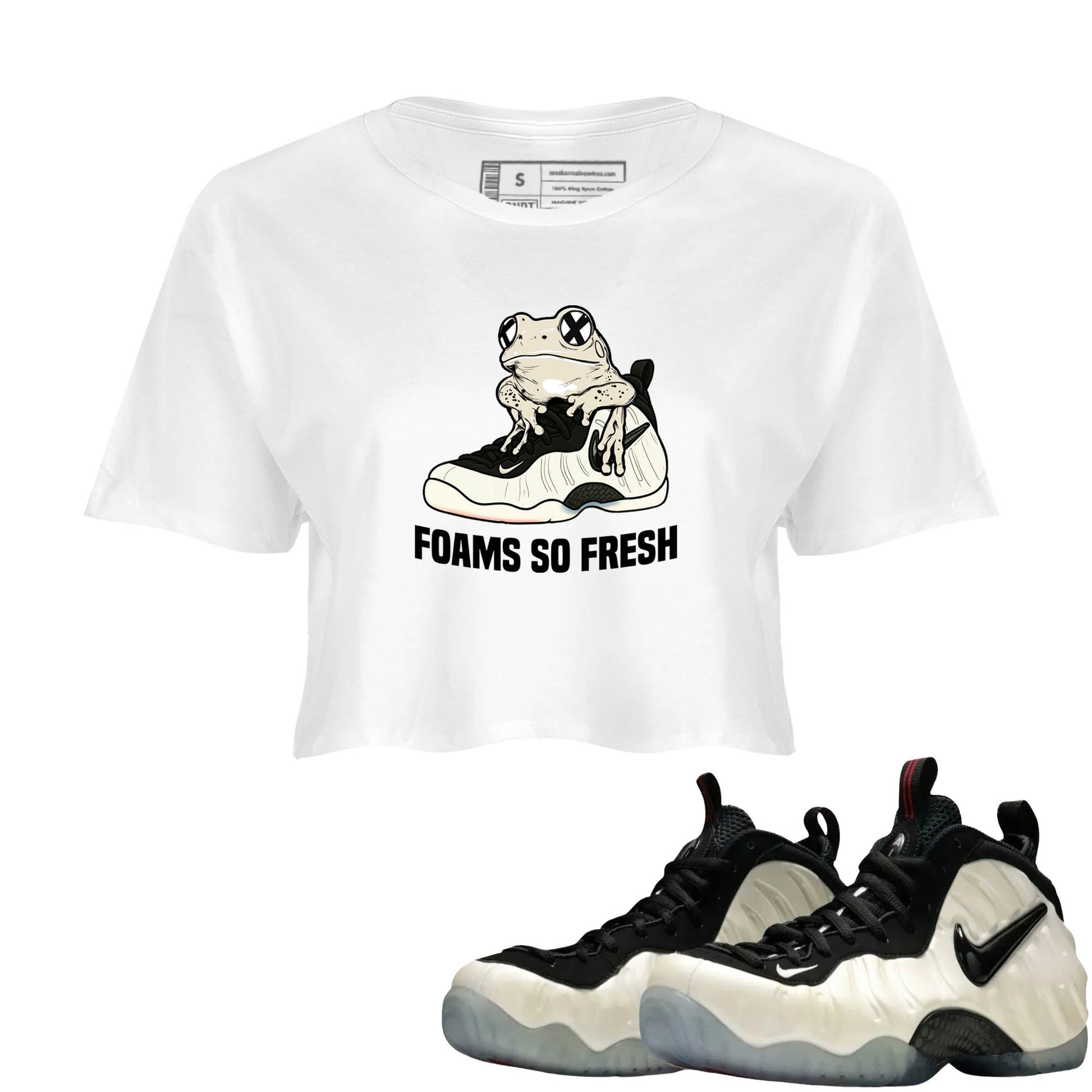 Sneaker Threads – Sneaker Tees To Match Air Foamposite One Pearl – Foams So Fresh Crop Tee White 1. Perfect for Jordan releases 2025 colorways.