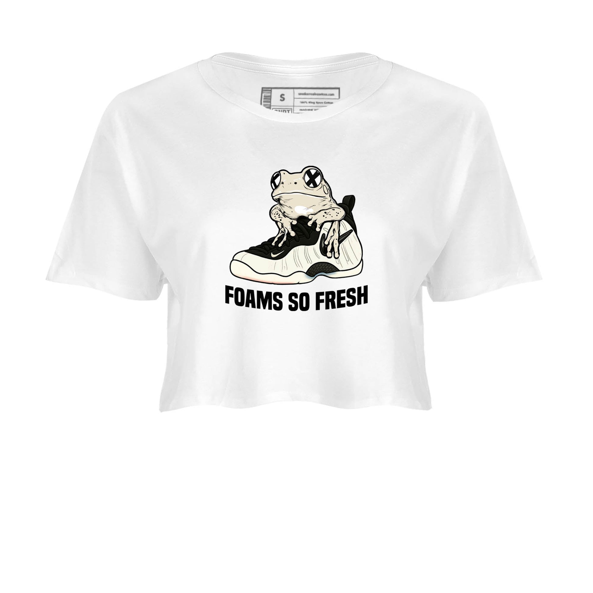 Sneaker Threads – Sneaker Tees To Match Air Foamposite One Pearl – Foams So Fresh Crop Tee White 2. Perfect for Jordan releases 2025 colorways.