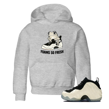 Sneaker Threads – Sneaker Tees To Match Air Foamposite One Pearl – Foams So Fresh Youth Graphic Tee Heather Grey 1. Perfect for Jordan releases 2025 colorways.