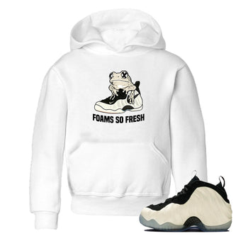 Sneaker Threads – Sneaker Tees To Match Air Foamposite One Pearl – Foams So Fresh Youth Graphic Tee White 1. Perfect for Jordan releases 2025 colorways.