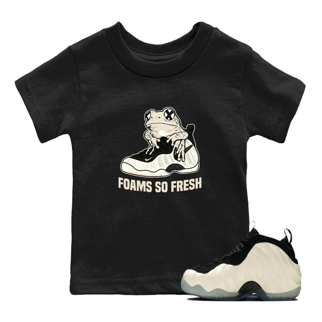 Sneaker Threads – Sneaker Tees To Match Air Foamposite One Pearl – Foams So Fresh Youth Graphic Tee Black 1. Perfect for Jordan releases 2025 colorways.