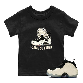 Sneaker Threads – Sneaker Tees To Match Air Foamposite One Pearl – Foams So Fresh Youth Graphic Tee Black 1. Perfect for Jordan releases 2025 colorways.