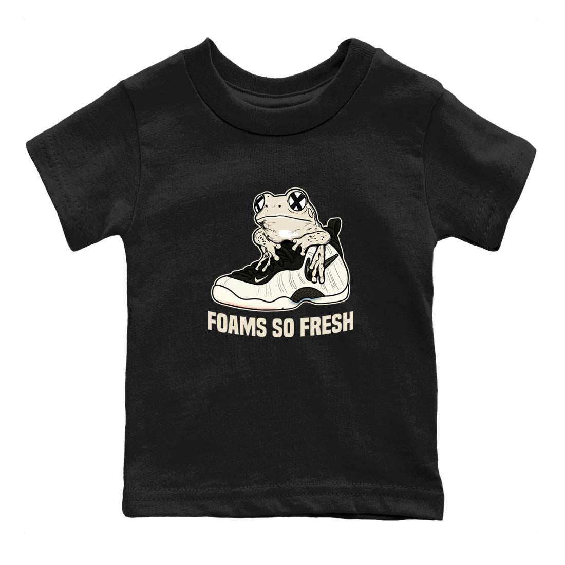Sneaker Threads – Sneaker Tees To Match Air Foamposite One Pearl – Foams So Fresh Youth Graphic Tee Black 2. Perfect for Jordan releases 2025 colorways.