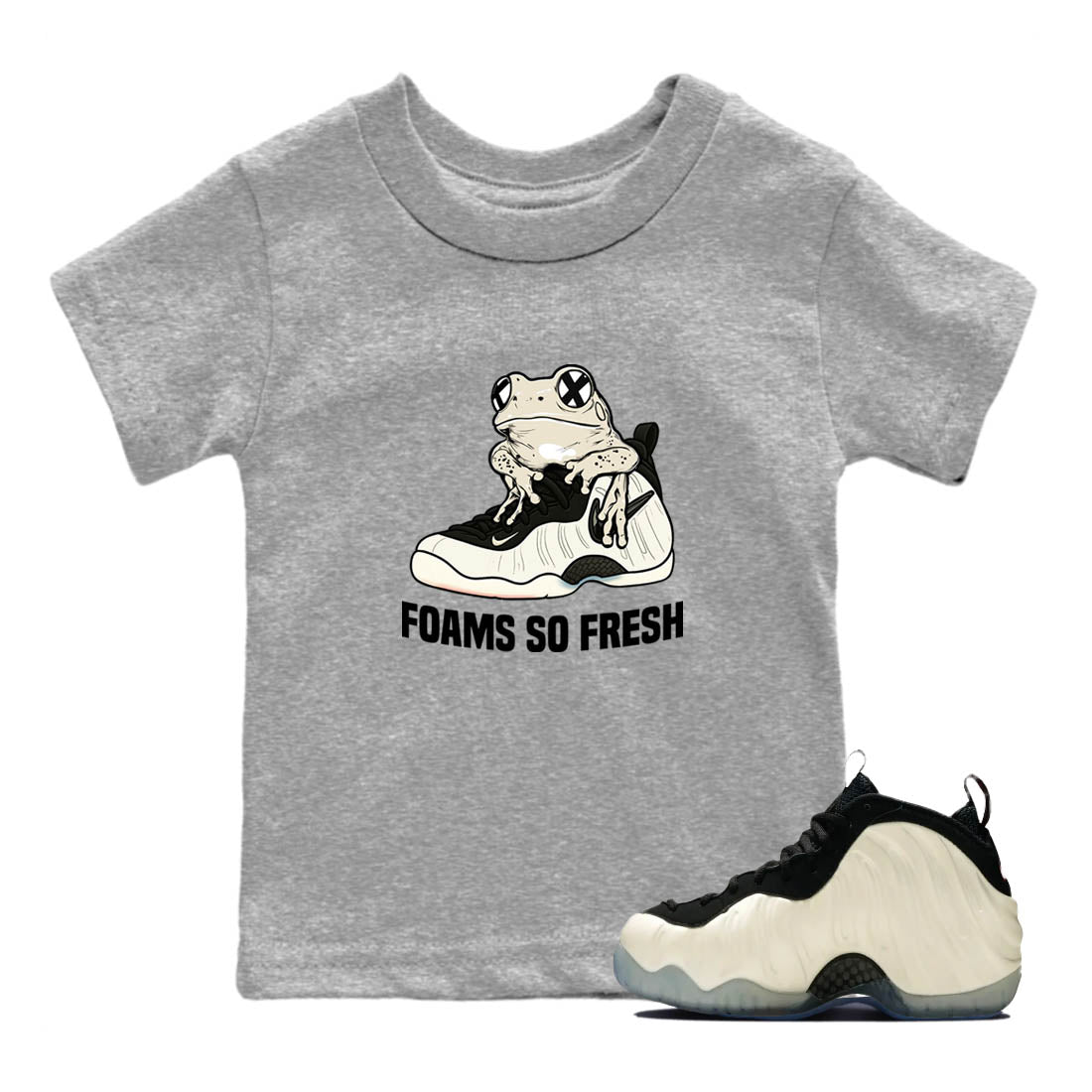 Sneaker Threads – Sneaker Tees To Match Air Foamposite One Pearl – Foams So Fresh Youth Graphic Tee Heather Grey 1. Perfect for Jordan releases 2025 colorways.