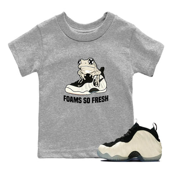 Sneaker Threads – Sneaker Tees To Match Air Foamposite One Pearl – Foams So Fresh Youth Graphic Tee Heather Grey 1. Perfect for Jordan releases 2025 colorways.