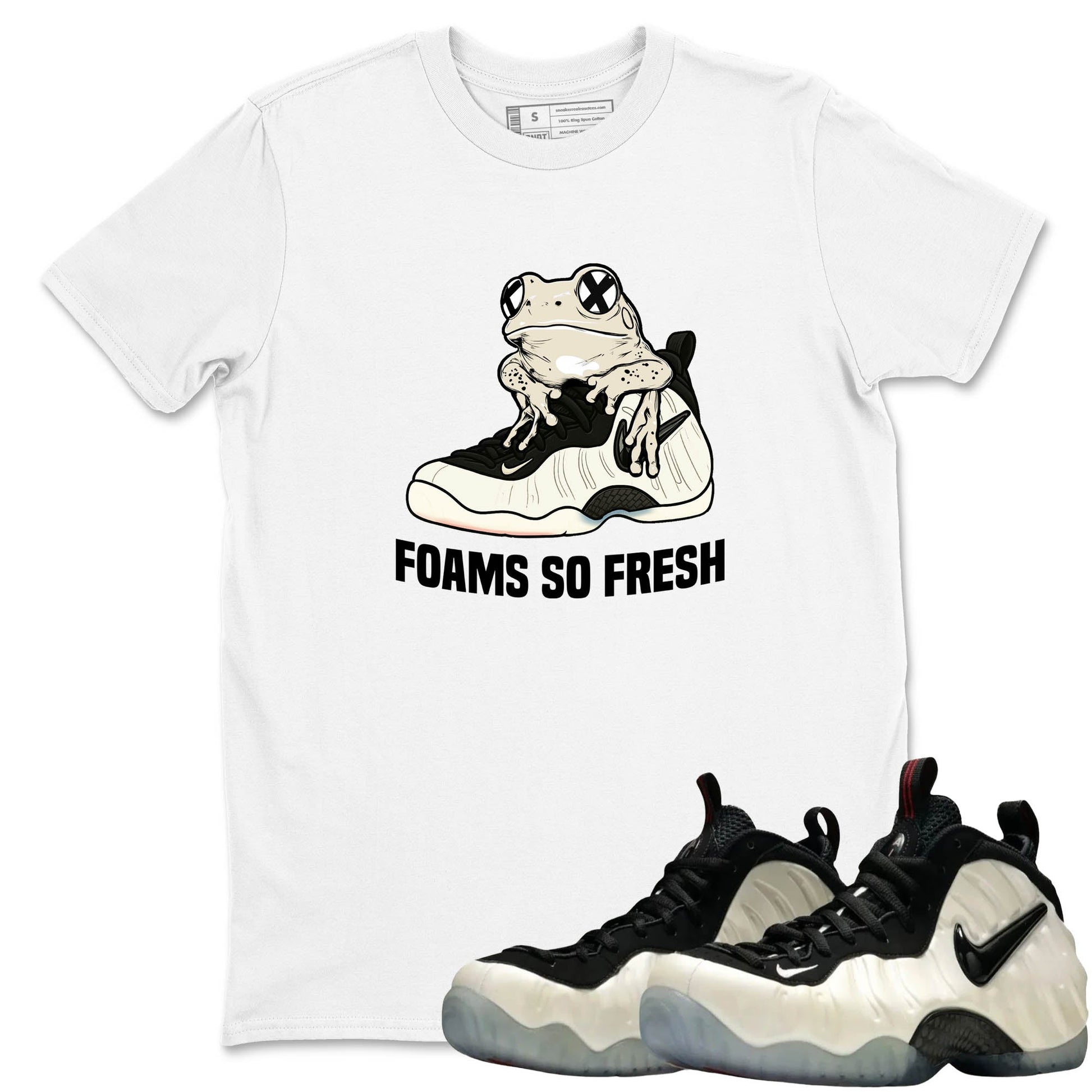 Sneaker Threads – Sneaker Tees To Match Air Foamposite One Pearl – Foams So Fresh Graphic Tee White 1. Perfect for Jordan releases 2025 colorways.