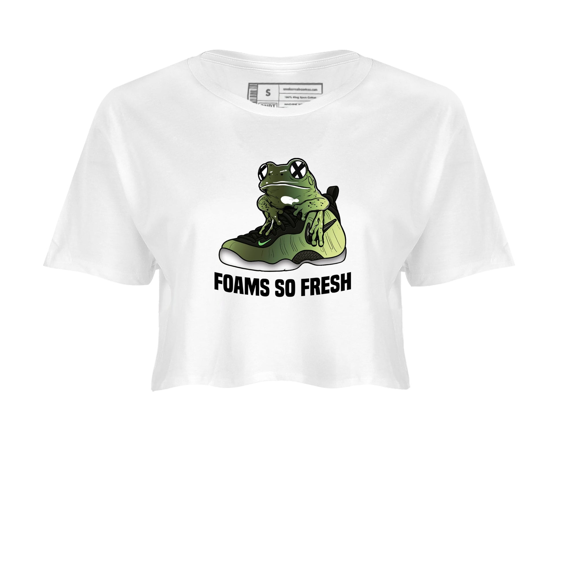 Sneaker match tees – Sneaker Tees To Match Air Foamposite One Pine Green Shoes – Foams So Fresh Crop T-Shirt White 2