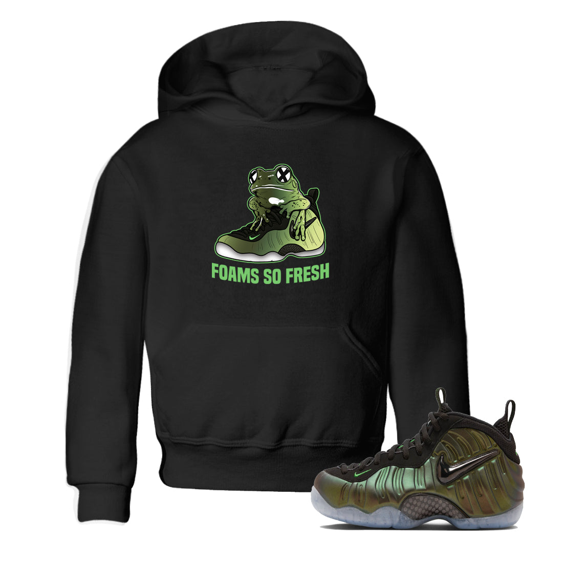 Sneaker match tees – Sneaker Tees To Match Air Foamposite One Pine Green Shoes – Foams So Fresh Kids T-Shirt Black 1
