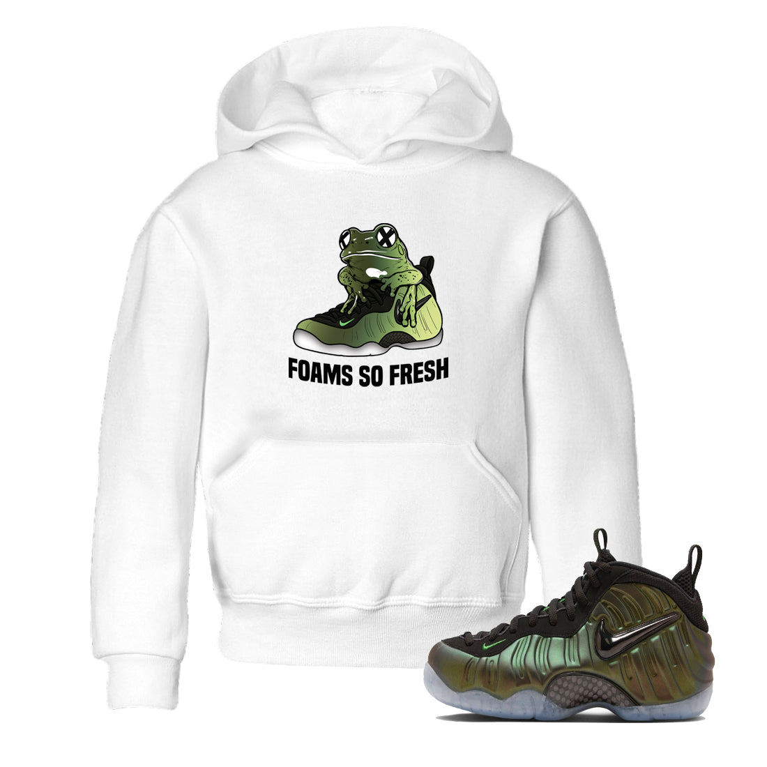 Sneaker match tees – Sneaker Tees To Match Air Foamposite One Pine Green Shoes – Foams So Fresh Kids T-Shirt White 1
