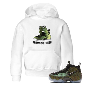 Sneaker match tees – Sneaker Tees To Match Air Foamposite One Pine Green Shoes – Foams So Fresh Kids T-Shirt White 1