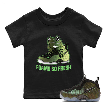 Sneaker match tees – Sneaker Tees To Match Air Foamposite One Pine Green Shoes – Foams So Fresh Kids T-Shirt Black 1