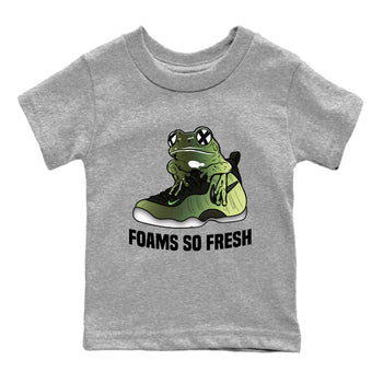 Sneaker match tees – Sneaker Tees To Match Air Foamposite One Pine Green Shoes – Foams So Fresh Kids T-Shirt Heather Grey 2