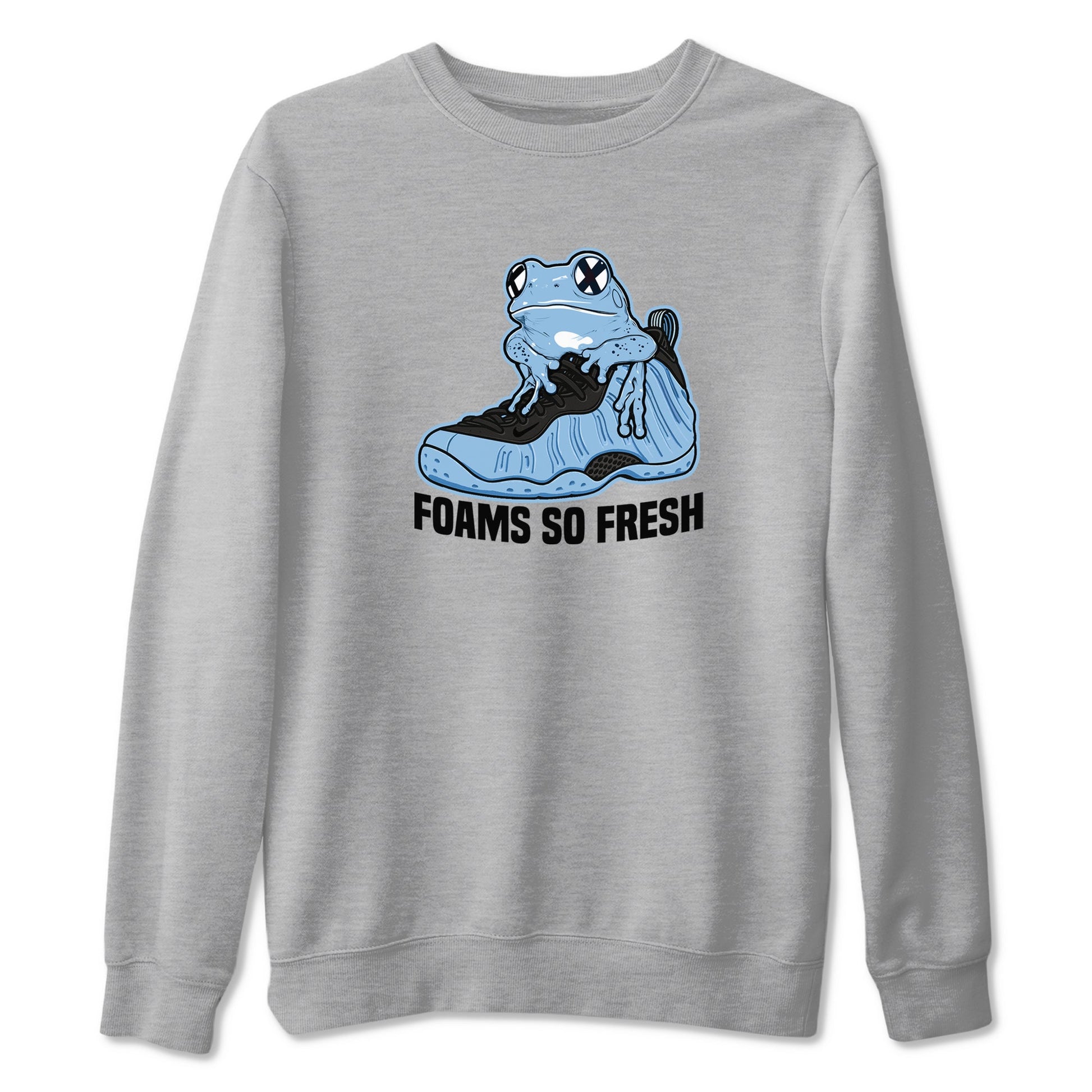 Foams So Fresh sneaker match t-shirt styled to complete your fit with the Air Foamposite One Psychic Blue sneakers, shown in Heather Grey 2.