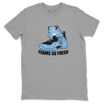 Foams So Fresh sneaker match t-shirt styled to complete your fit with the Air Foamposite One Psychic Blue sneakers, shown in Heather Grey 2.