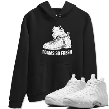Foams So Fresh sneaker match t-shirt styled to complete your fit with the Air Foamposite One Triple White sneakers, shown in Black 1.