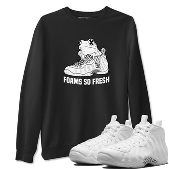 Foams So Fresh sneaker match t-shirt styled to complete your fit with the Air Foamposite One Triple White sneakers, shown in Black 1.