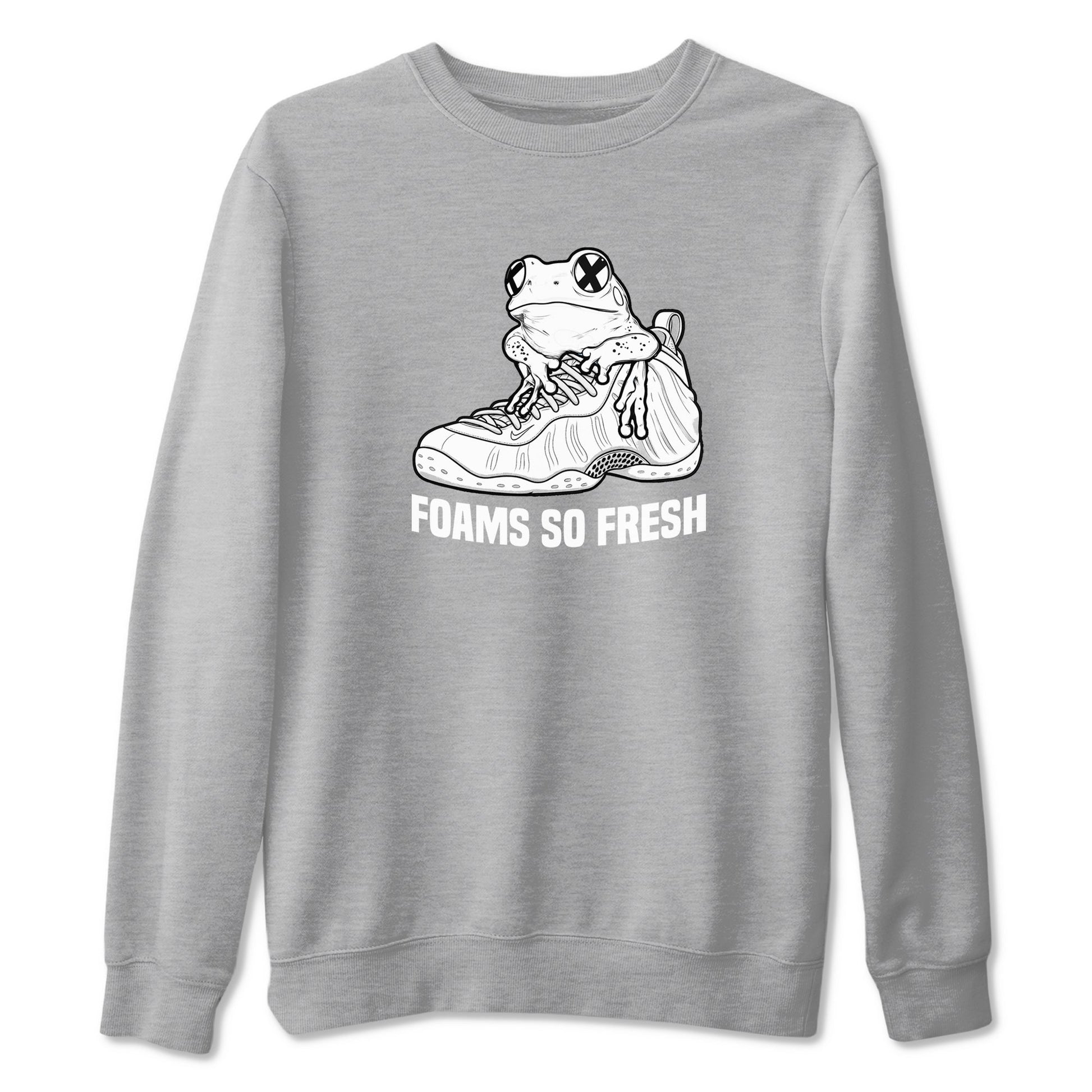 Foams So Fresh sneaker match t-shirt styled to complete your fit with the Air Foamposite One Triple White sneakers, shown in Heather Grey 2.