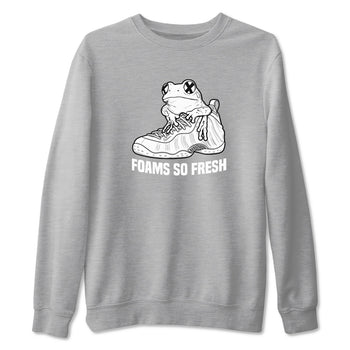 Foams So Fresh sneaker match t-shirt styled to complete your fit with the Air Foamposite One Triple White sneakers, shown in Heather Grey 2.