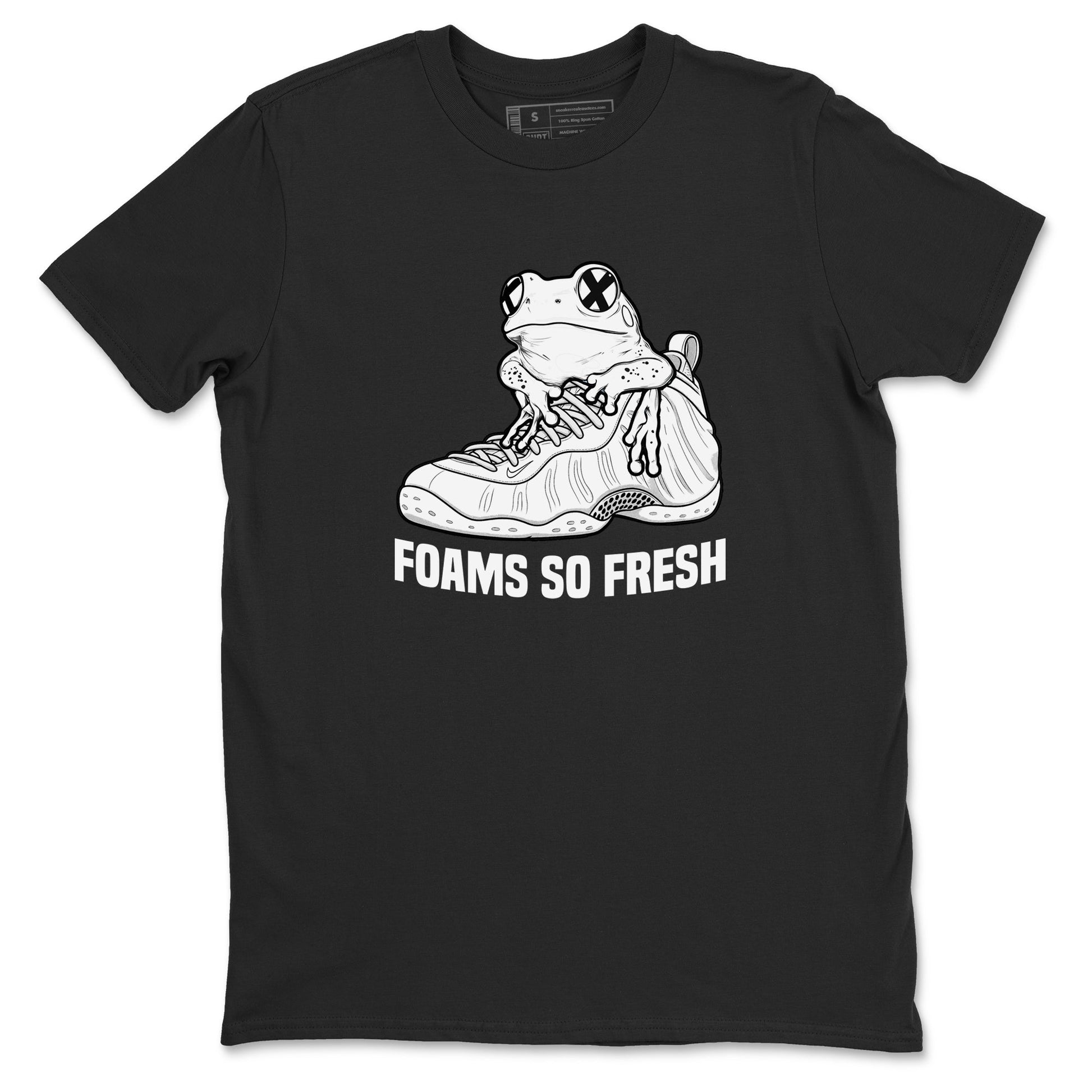 Foams So Fresh sneaker match t-shirt styled to complete your fit with the Air Foamposite One Triple White sneakers, shown in Black 2.