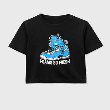 Best Sneakerfit Graphic Tee. Graphic Outfits. Sneaker Tees To Match Air Foamposite One University Blue Sneakers – Foams So Fresh Crop T-Shirt Black 2