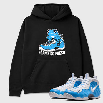 Best Sneakerfit Graphic Tee. Graphic Outfits. Sneaker Tees To Match Air Foamposite One University Blue Sneakers – Foams So Fresh Tee Black 1