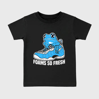 Best Sneakerfit Graphic Tee. Graphic Outfits. Sneaker Tees To Match Air Foamposite One University Blue Sneakers – Foams So Fresh Kids T-Shirt Black 2