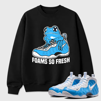 Best Sneakerfit Graphic Tee. Graphic Outfits. Sneaker Tees To Match Air Foamposite One University Blue Sneakers – Foams So Fresh Tee Black 1