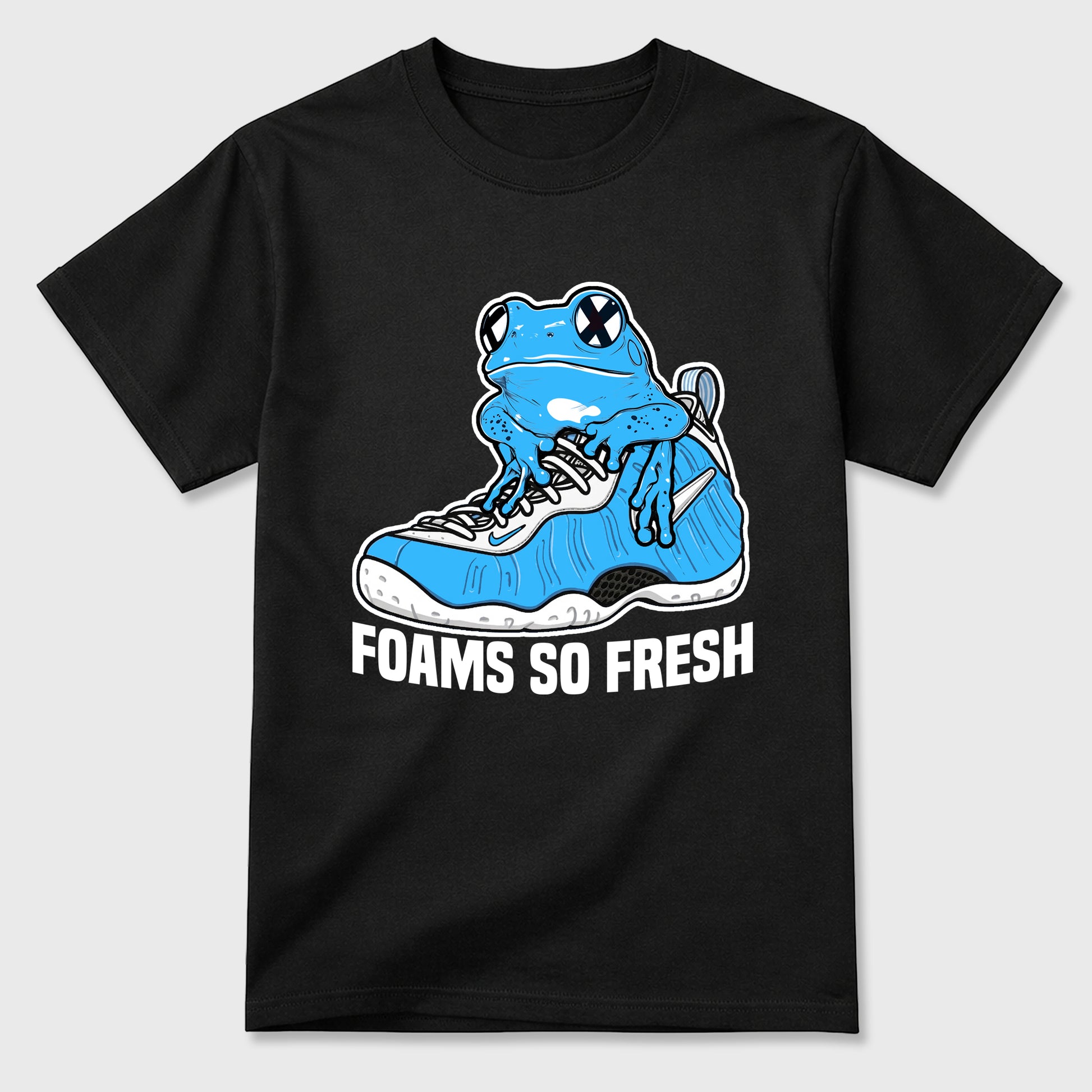 Best Sneakerfit Graphic Tee. Graphic Outfits. Sneaker Tees To Match Air Foamposite One University Blue Sneakers – Foams So Fresh Tee Black 2