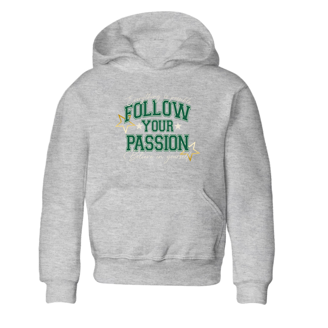 Sneaker Threads – Sneaker Tees To Match Air Jordan 1 Pro Green – Follow Your Passion Youth Graphic Tee Heather Grey 2. Perfect for Jordan releases 2025 colorways.