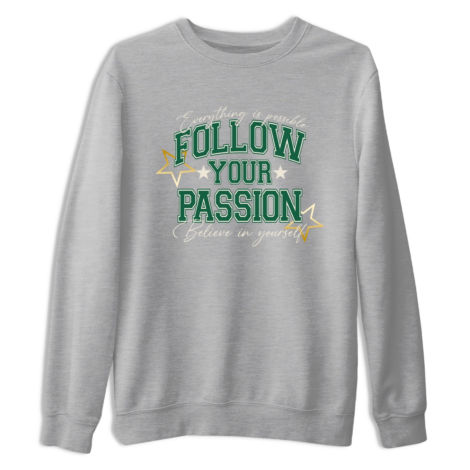 Sneaker Threads – Sneaker Tees To Match Air Jordan 1 Pro Green – Follow Your Passion Graphic Tee Heather Grey 2. Perfect for Jordan releases 2025 colorways.