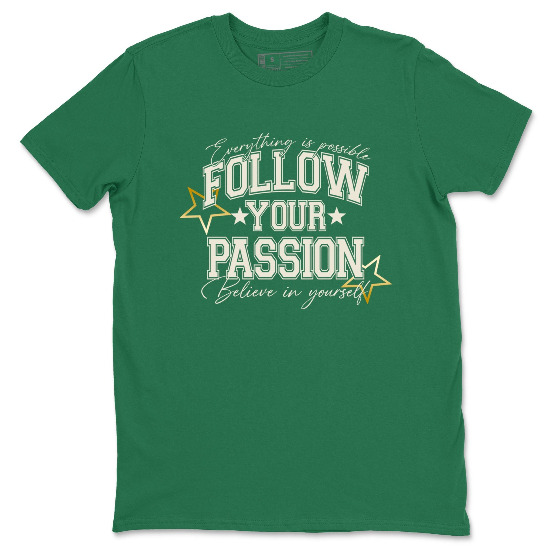 Sneaker Threads – Sneaker Tees To Match Air Jordan 1 Pro Green – Follow Your Passion Graphic Tee Kelly Green 2. Perfect for Jordan releases 2025 colorways.