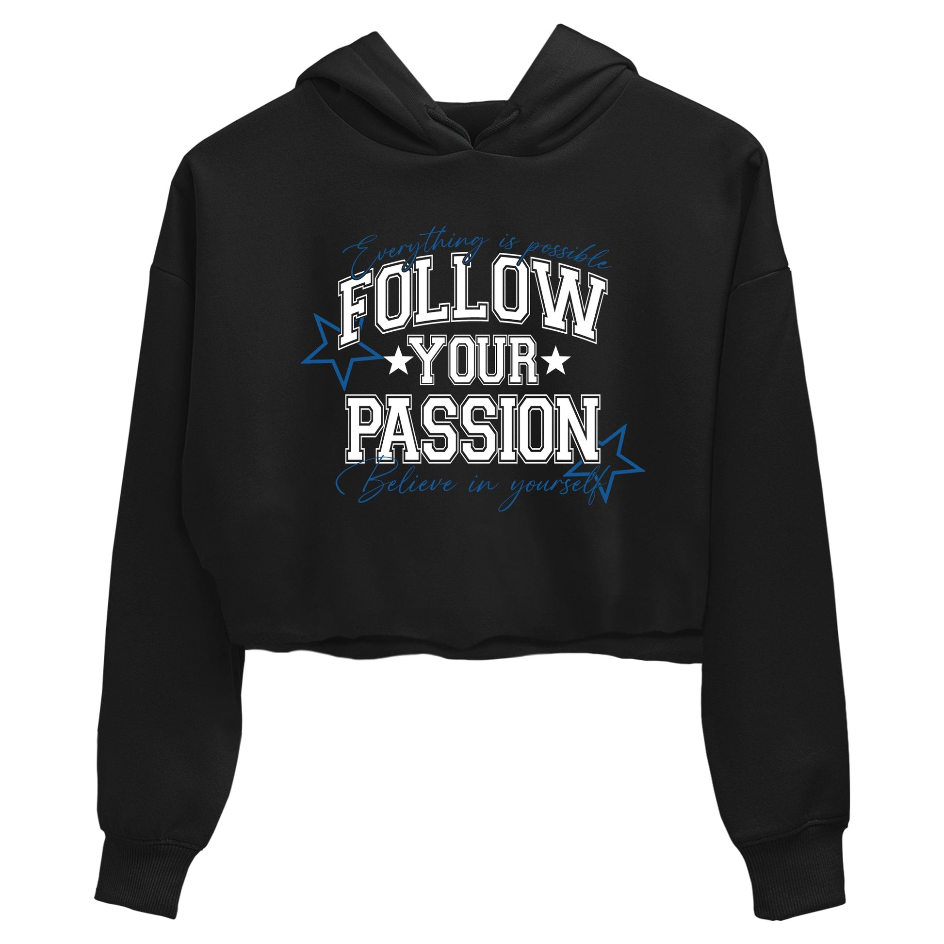 Sneaker match tees – Sneaker Tees To Match Air Jordan 1 Travis Scott Fragment Sneakers – Follow Your Passion Crop Graphic T-Shirt Black 2