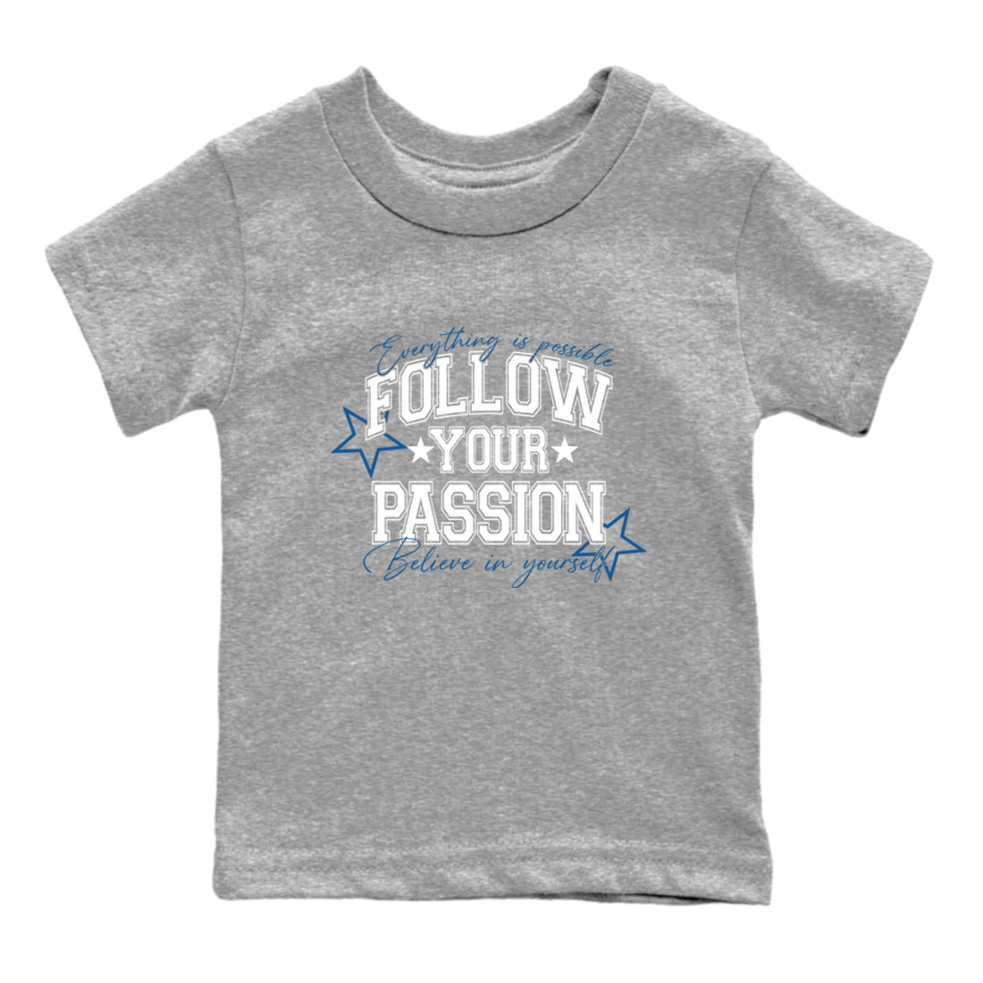 Sneaker match tees – Sneaker Tees To Match Air Jordan 1 Travis Scott Fragment Sneakers – Follow Your Passion Kids Graphic T-Shirt Heather Grey 2