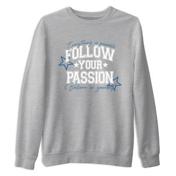 Sneaker match tees – Sneaker Tees To Match Air Jordan 1 Travis Scott Fragment Sneakers – Follow Your Passion Graphic Tee Heather Grey 2