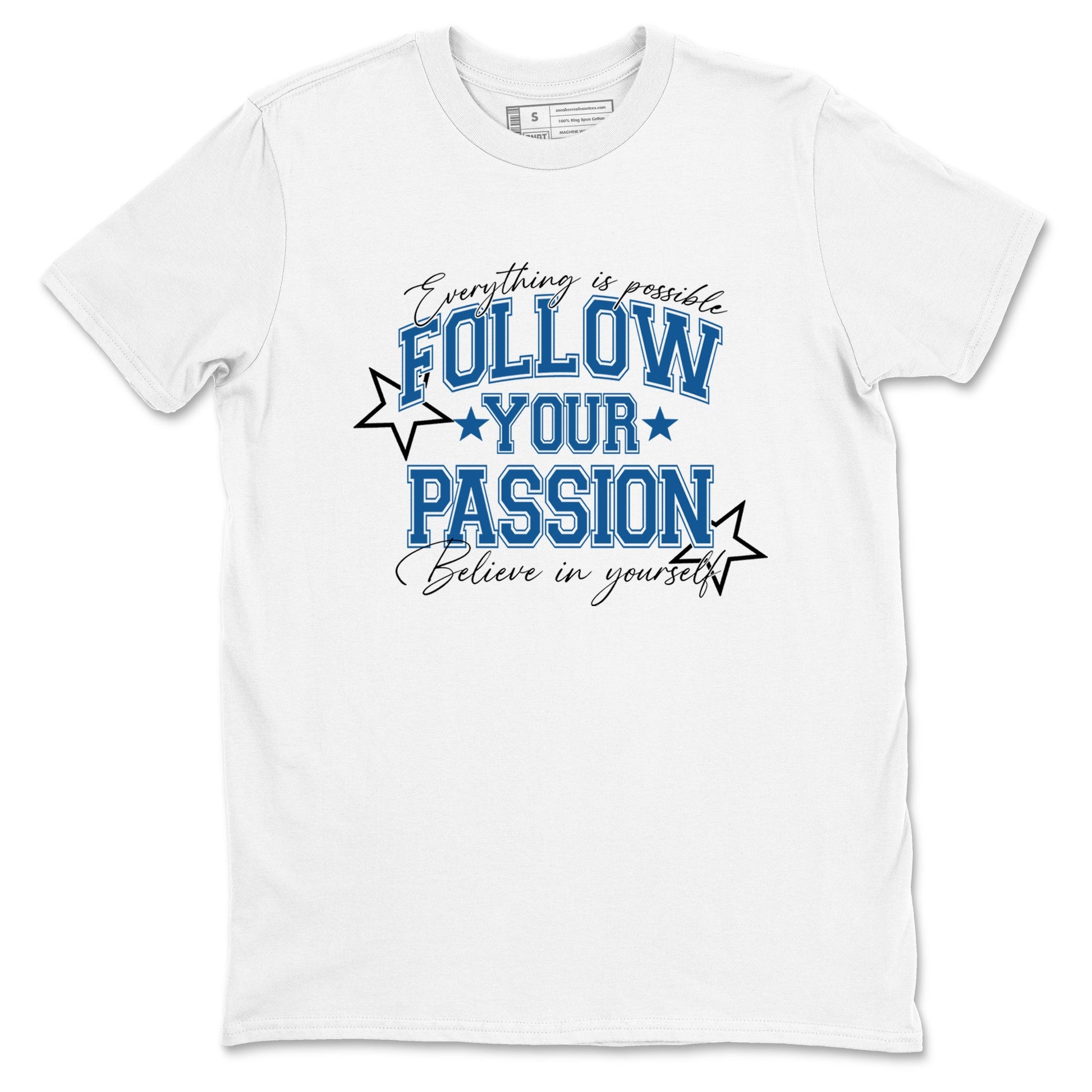 Sneaker match tees – Sneaker Tees To Match Air Jordan 1 Travis Scott Fragment Sneakers – Follow Your Passion Graphic Tee White 2