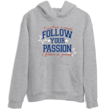 Sneaker match tees – Sneaker Threads To Match Air Jordan 11 Rare Air Shoes – Follow Your Passion Tee Heather Grey 2