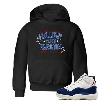 Sneaker match tees – Sneaker Threads To Match Air Jordan 11 Rare Air Shoes – Follow Your Passion Kids T-Shirt Black 1