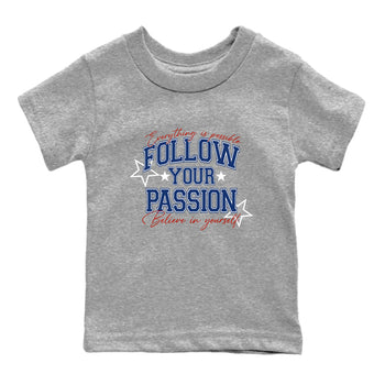Sneaker match tees – Sneaker Threads To Match Air Jordan 11 Rare Air Shoes – Follow Your Passion Kids T-Shirt Heather Grey 2