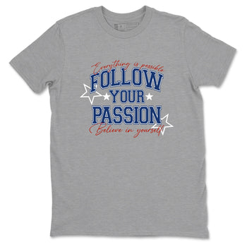 Sneaker match tees – Sneaker Threads To Match Air Jordan 11 Rare Air Shoes – Follow Your Passion Tee Heather Grey 2