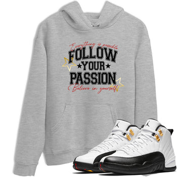 Best Sneakerfit graphic tee – Sneaker Tees To Match Air Jordan 12 Taxi Sneakers – Follow Your Passion Tee Heather Grey 1