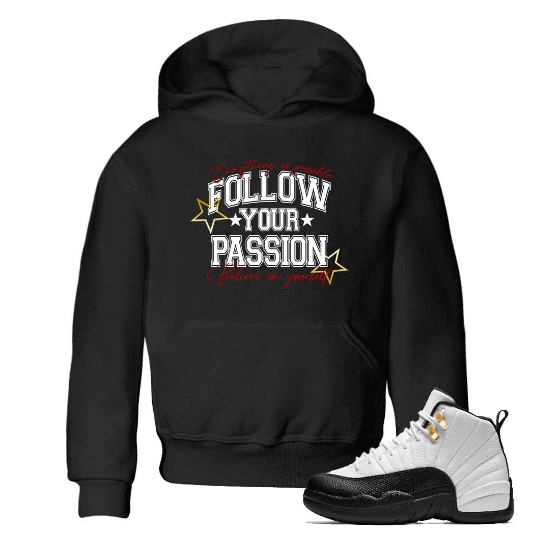 Best Sneakerfit graphic tee – Sneaker Tees To Match Air Jordan 12 Taxi Sneakers – Follow Your Passion Kids T-Shirt Black 1