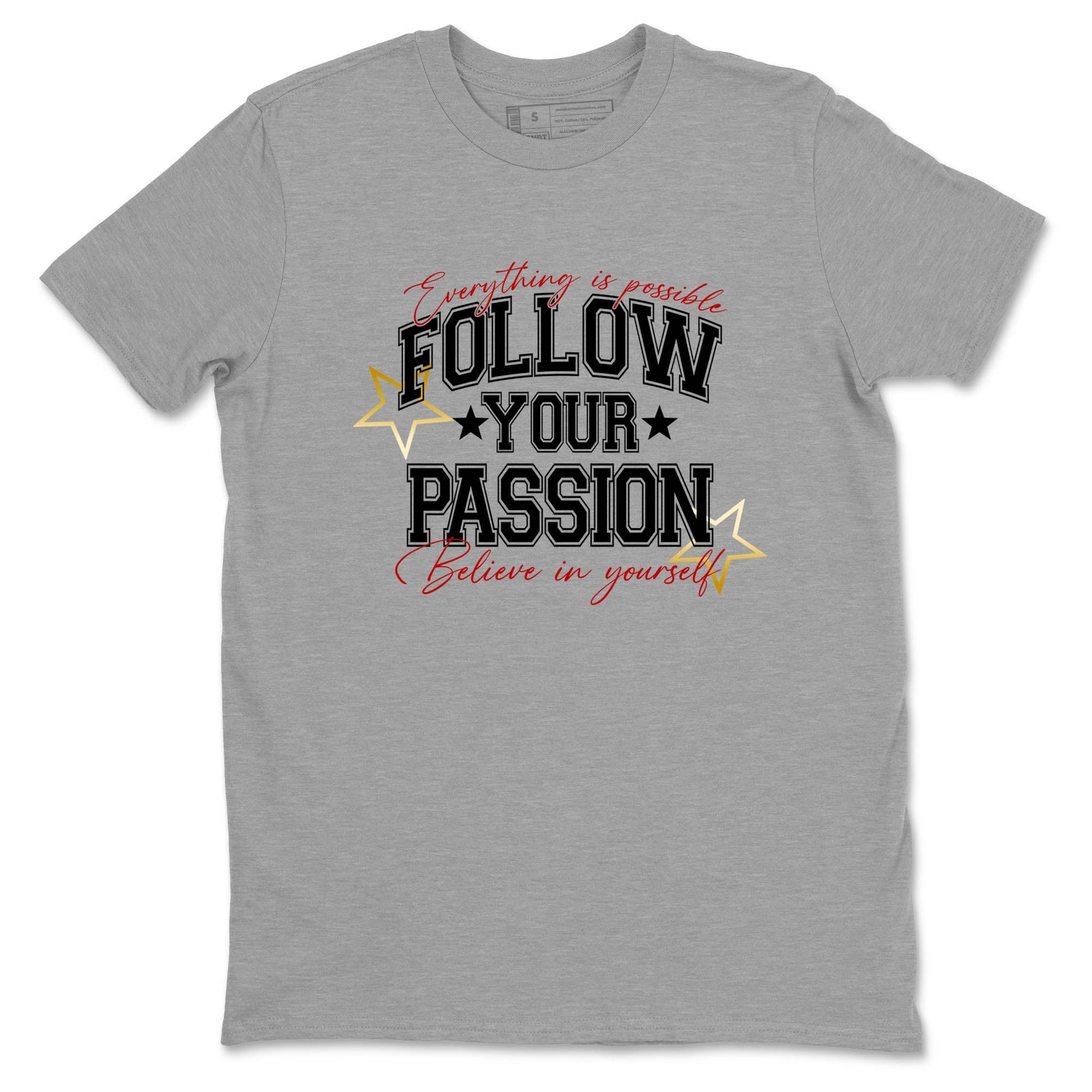 Best Sneakerfit graphic tee – Sneaker Tees To Match Air Jordan 12 Taxi Sneakers – Follow Your Passion Tee Heather Grey 2