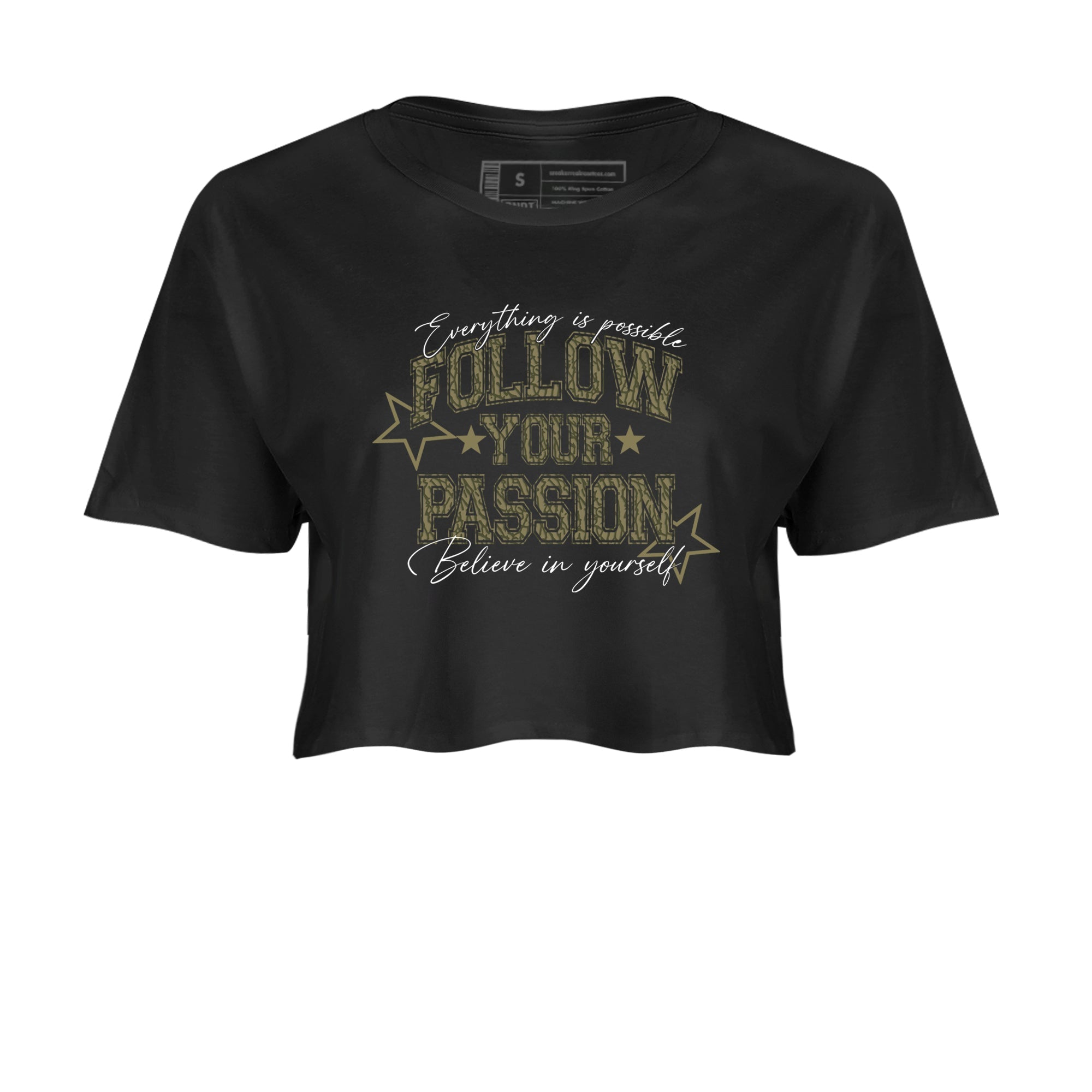 Sneaker Threads – Sneaker Threads To Match Air Jordan 3 Family Affair Shoes – Follow Your Passion Crop T-Shirt Black 2