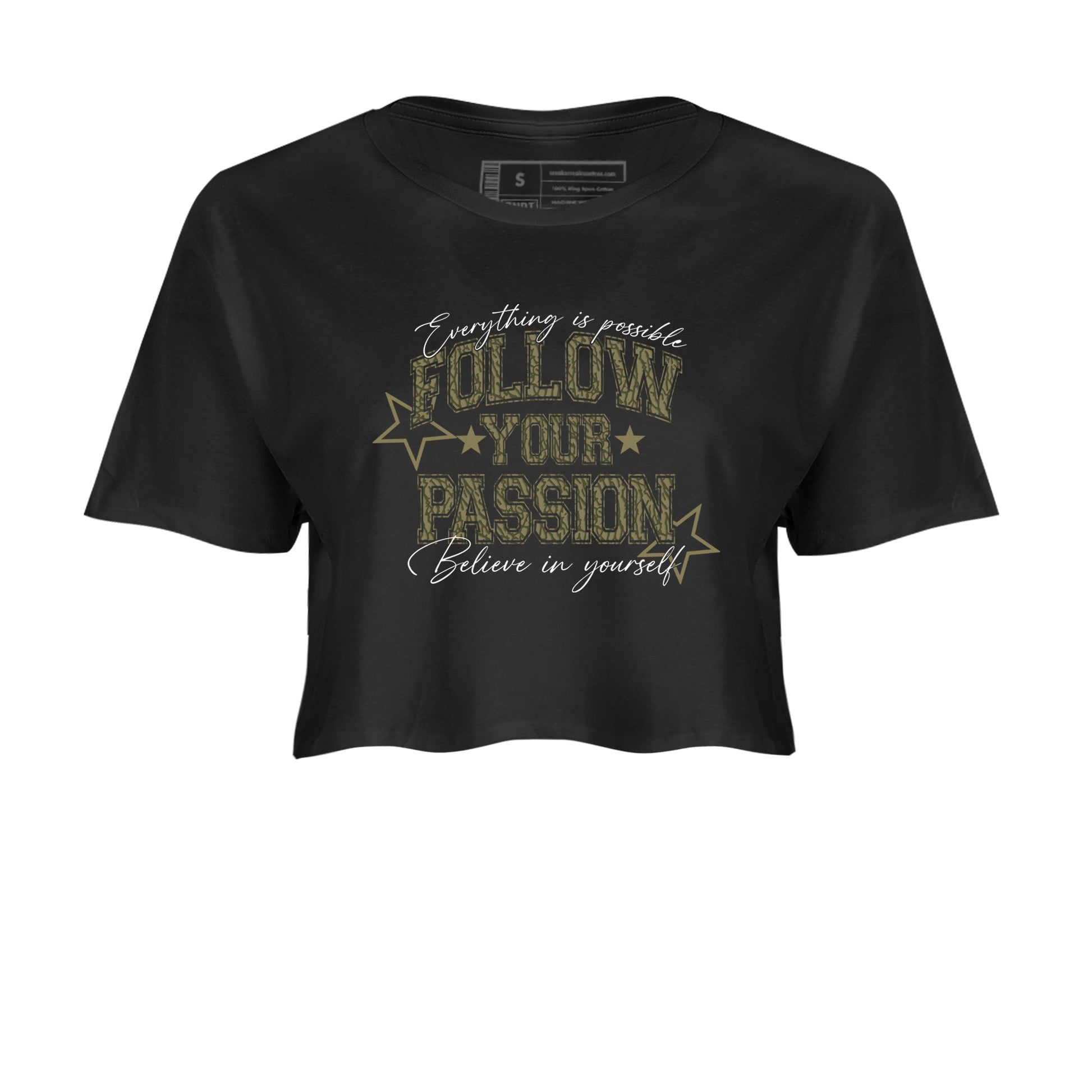 Sneaker Threads – Sneaker Threads To Match Air Jordan 3 Family Affair Shoes – Follow Your Passion Crop T-Shirt Black 2