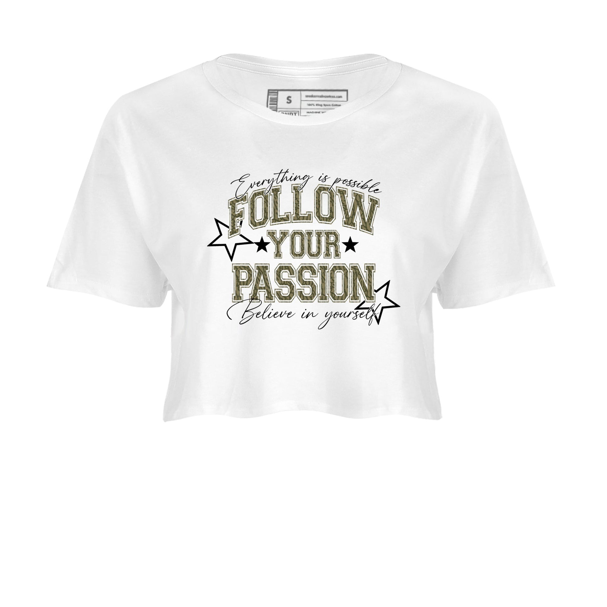 Sneaker Threads – Sneaker Threads To Match Air Jordan 3 Family Affair Shoes – Follow Your Passion Crop T-Shirt White 2