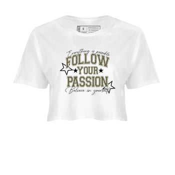 Sneaker Threads – Sneaker Threads To Match Air Jordan 3 Family Affair Shoes – Follow Your Passion Crop T-Shirt White 2