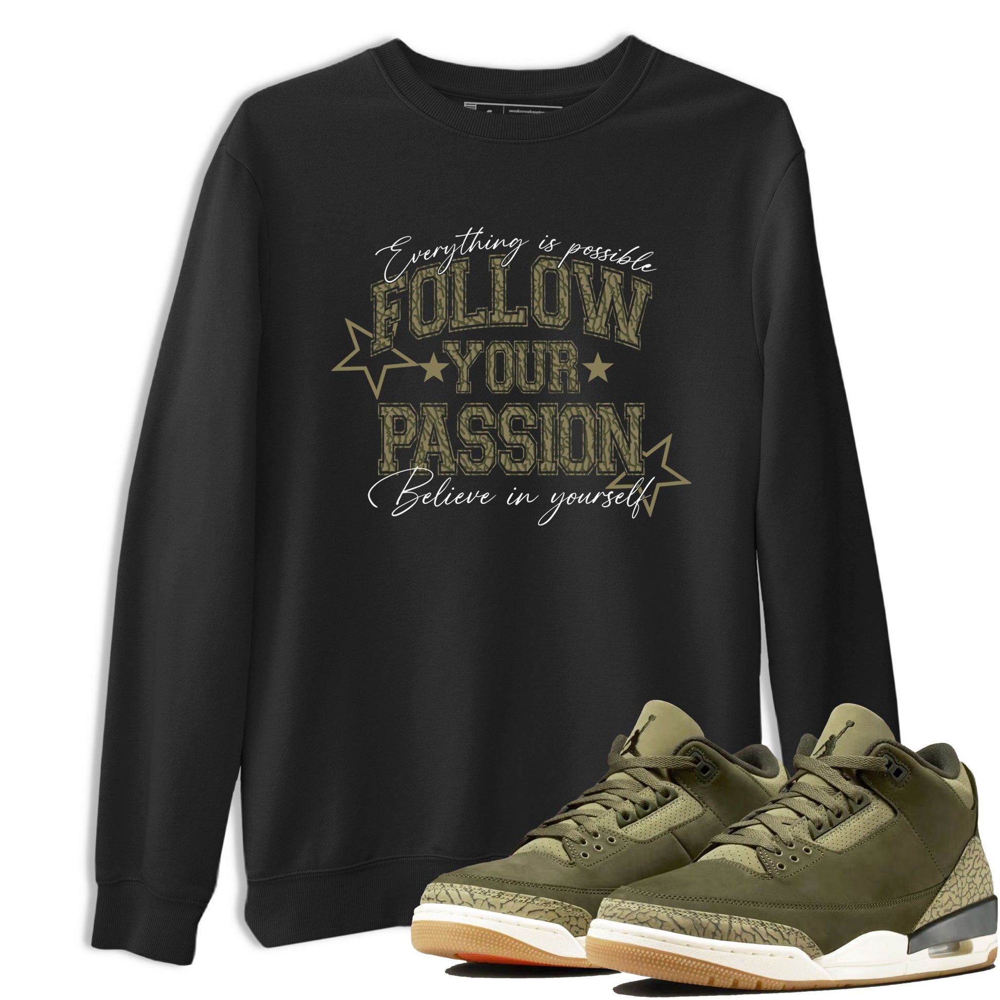 Sneaker Threads – Sneaker Threads To Match Air Jordan 3 Family Affair Shoes – Follow Your Passion Tee Black 1
