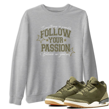 Sneaker Threads – Sneaker Threads To Match Air Jordan 3 Family Affair Shoes – Follow Your Passion Tee Heather Grey 1