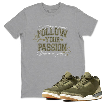 Sneaker Threads – Sneaker Threads To Match Air Jordan 3 Family Affair Shoes – Follow Your Passion Tee Heather Grey 1